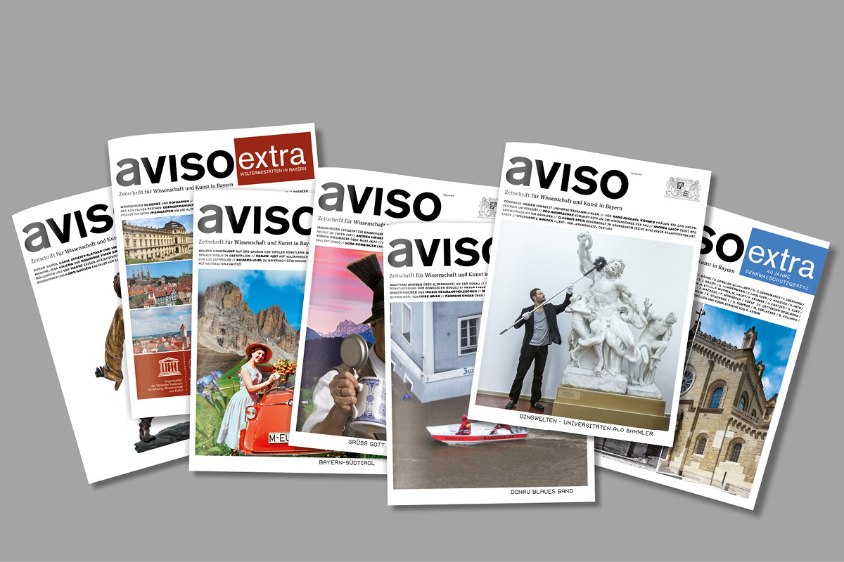 Design der Titelseiten für die Kulturzeitschrift aviso.
